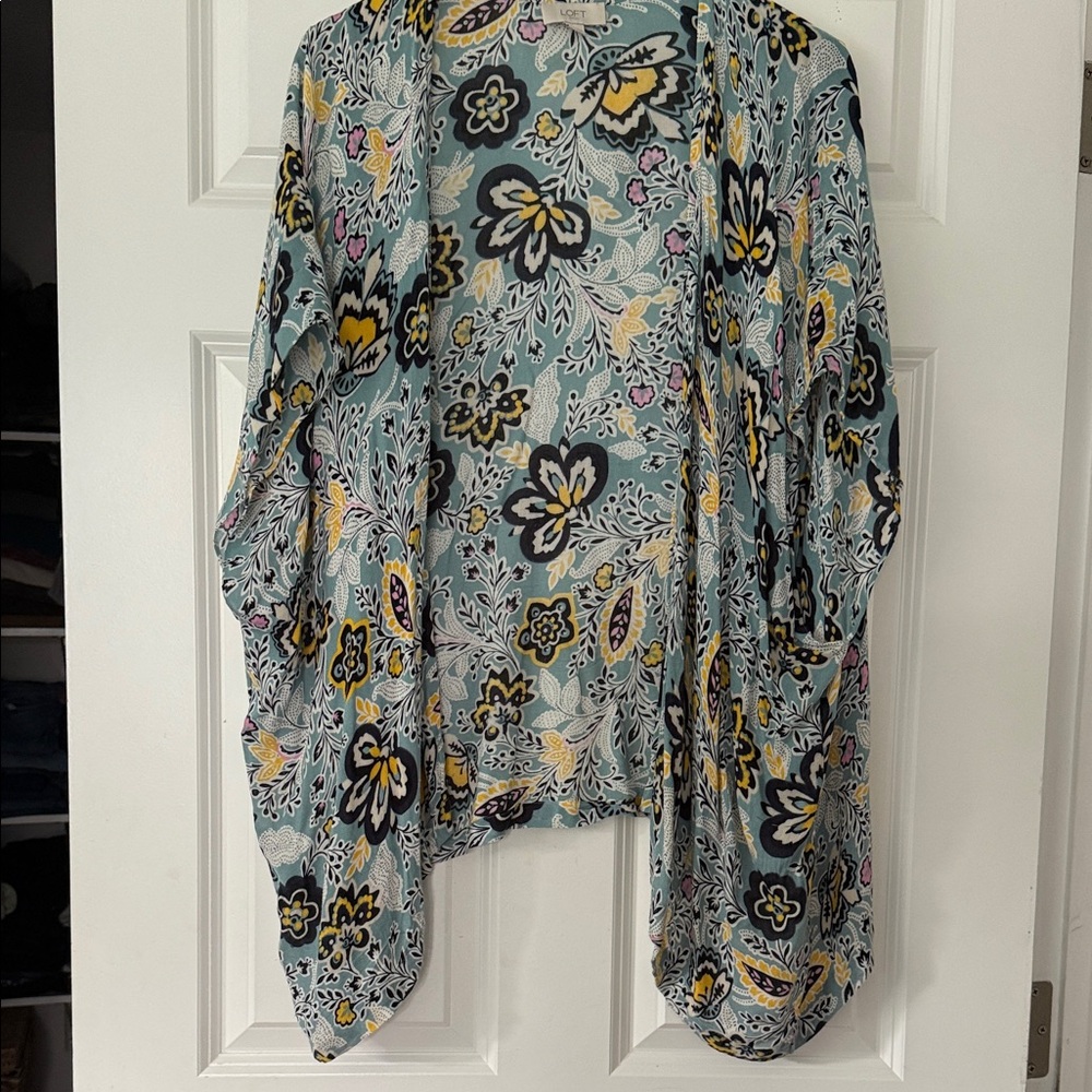 LOFT Floral Kimono Top - Blue, Yellow, Pink